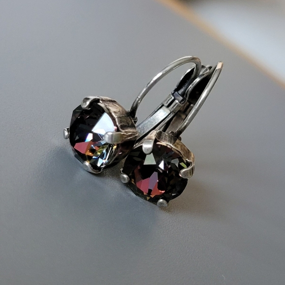 Austrian Crystal Earrings in Antique Silver - Picture 5 of 9